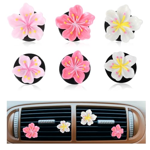 6PCS Car Flower Vent Clips,Cute Flower Vent Clips for Car,Colorful Cars Flowers Vents Clip, Used to Decorate Automobile Ventilation Holes and Air Conditioning Decoration