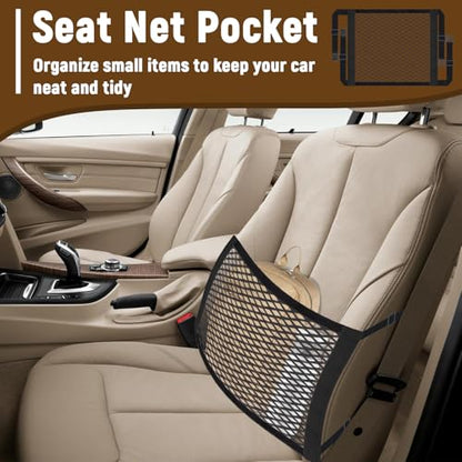 Front Seat Organizer, Car Seat Organizer, Double Layer Front Seats Versatile Elastic Organizers Net, Storage Mesh Nets for Seats, Universal Car Accessories for Most Vehicles