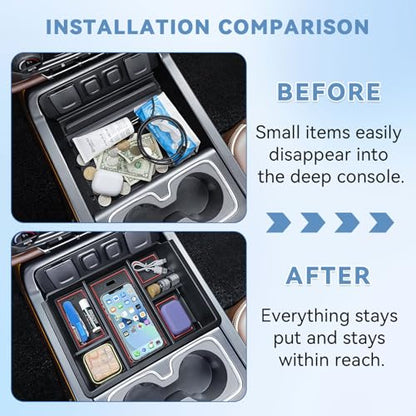 Console Organizer Compatible with 2014-2018 Chevy Silverado/GMC Sierra 1500 and 2015-2019 Silverado/Sierra 2500HD/3500HD Accessories Compartment Insert Tray - Full Console w/Bucket Seats ONLY - color: Red Trim