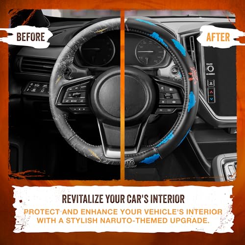 Naruto Shippuden Car Steering Wheel Cover, 15 Inch Anime Steering Wheel Cover, Cushioned Soft Comfortable Cover Anime Car Accessories for Men Women, Kumogakure - color: Naruto Kumogakure