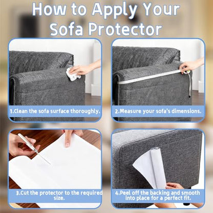 Anti Cat Scratch Furniture Protector: Thick Sticky Cat Proof Couch Cover 196.8" x 11.8" Clear Vinyl Dog Scratching Deterrent Tape for Door Sofa Wall Corner