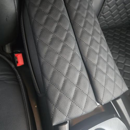 AOMSAZTO 2 Pieces Set Console Covers for 2021-2025 2026 Nissan Rogue Armrest Covers with Pockets Leather Black - color: Black with Pockets