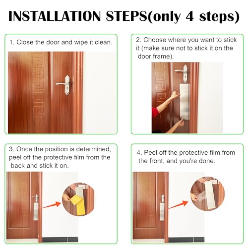 Dog Door Protector Scratch Guard - Heavy Duty Brushed Silver Stainless Steel Dog Scratch Door Protector, Stick Pet Scratch Plate, 2 Sizes–2 Packs Total, no-Residue pet Door Scratch Protector