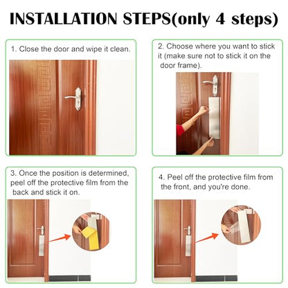 Dog Door Protector Scratch Guard - Heavy Duty Brushed Silver Stainless Steel Dog Scratch Door Protector, Stick Pet Scratch Plate, 2 Sizes–2 Packs Total, no-Residue pet Door Scratch Protector