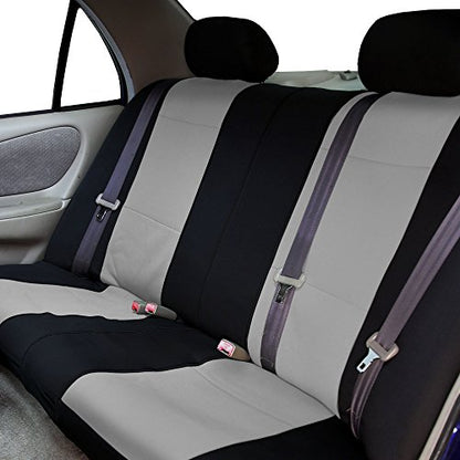 FH Group Waterproof Neoprene Car Seat Covers Rear Set– Universal Fit Split Bench Back Seat Cover, Durable Automotive Seat Protector for Cars, SUVs & Vans, Gray/Black - color: Gray, style: Rear Set