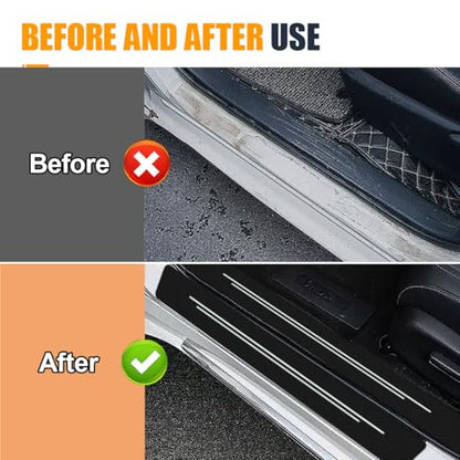 Car Door Sill Protector, Carbon Fiber Anti-Scratch Threshold Strips Stickers, Waterproof Trunk Door Entry Edge Guard, Universal Automotive Exterior Decoration Accessories(White-8PCS)