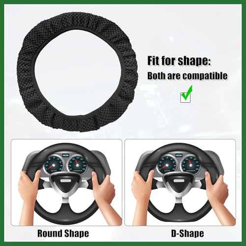 Motoforti Steering Wheel Cover Universal Elastic Stretch Antislip Breathable Microfiber Ice Silk Interior Trim Wheel Protector for Car Truck SUV Black Long-Lasting