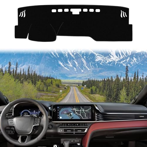 Dashboard Cover Suitable for Toyota Camry 2025 (Without HUD) Car Dashboard Cover Sun Visor Mat Non-Slip Polyester Dashboard Accessories (Black)