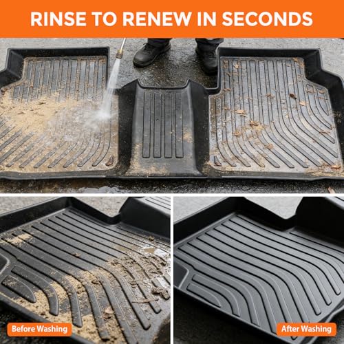Floor Mats for Ford Escape 2020-2026 (Not for Hybrid), Custom Fit Heavy Duty TPE All Weather Protection, Waterproof Non-Slip Black Car Liners for Front & Rear (Two-Row Floor Mats & Cargo Liner) - style: 06) For Ford Escape Fuel | 2020-2026 | 1st & 2nd Flo
