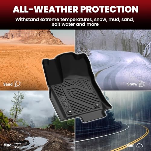 LASFIT Floor Mats for Dodge Durango 2013-2026, Fit 2nd Row Bench Seating(7seats), Not for 2nd Row Bucket Seating 6seats/5 Seats, All Weather TPE Custom Fit Car Mats Floor Liners, Black - style: 5) Durango | 2013-2026 |7 Seats Floor Mats