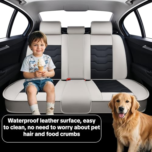 2007-2025 Car Seat Cover for Nissan Sentra, Gray Car Seat Covers, Waterproof Leather, Full Set of 5 Seats, Non-Slip, Easy to Clean and Install, Beautify Interior - color: Lite_Gray