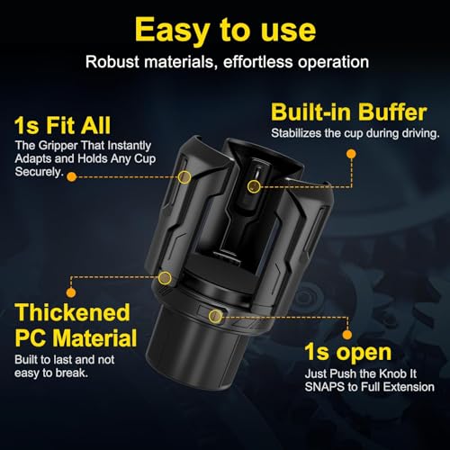 Cup Holder Expander (Adjustable Holder & Base, Auto-Fit Hold, One Button Open), Car Cup Holder Expander for Yeti, Hydro Flask, Nalgene, Owala, Bottles in 2.6"- 4.8" (Black, 2 Pack) - color: Black, size: 2 Pack