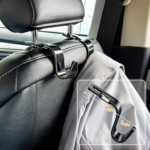 Car Seat Hooks 4 Pack, Headrest Hooks for Purses Groceries Bags with Metal Lock, Car Purse Holder Seat Back Storage Hooks