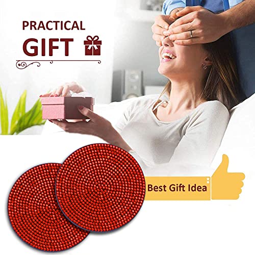 Bling Cup Holder Insert Coaster- 2.75 inch Silicone Anti-Slip Shockproof, Universal Fashion Car Interior Accessories for Women (Red, 2 PCS)