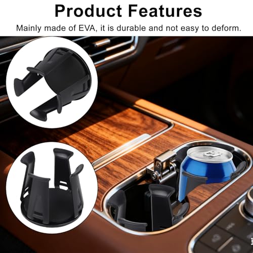 2pcs Car Cup Holders Insert, Self-Adhesive Automotive Cupholder Wiggle Free Design Easy to Use Automotive Interior Accessories for Fixing Water Cups and Drinks (Black)