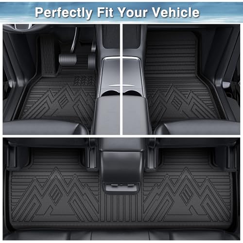 Mixsuper Floor Mats for Hyundai Kona 2024 2025 2026 SE | SEL | N LINE | Limited (Not for Kona Electric) All Weather Floor Liners Durable 1st and 2nd Row Set Black