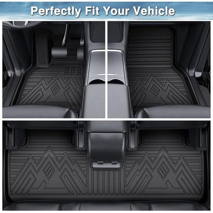 Mixsuper Floor Mats for Hyundai Kona 2024 2025 2026 SE | SEL | N LINE | Limited (Not for Kona Electric) All Weather Floor Liners Durable 1st and 2nd Row Set Black
