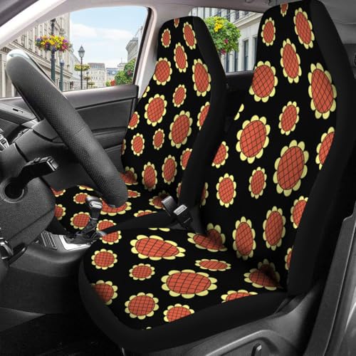 Sunflower Pattern Car Seat Covers Set of 2, Breathable Front Seat Covers for Truck Sedan SUV, Anime Car Accessories, Anime Gift for Women Men - color: Anime Sunflower