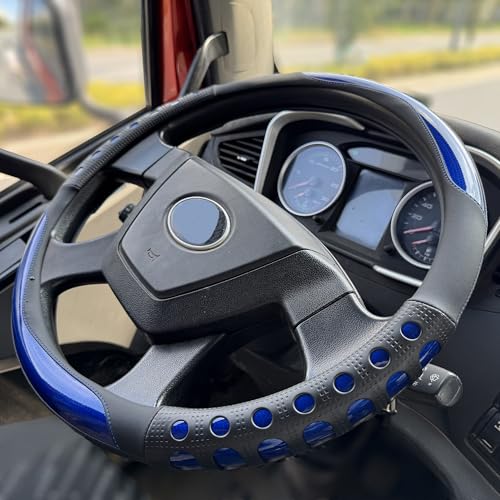 XL Size 17.5-18 in Race Grip Steering Wheel Cover for Semi Truck, Fits RV, Big Rig Trucker, 18 Wheeler and Classic Cars, Anti-Slip Silicone Perforated Design 17.5-18 Inch (Racing Blue) - color: 3.Blue, size: Extra Large Size[17 1/2''-18'']