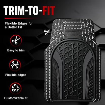Heavy Duty Rubber Car Mats Carbon Fiber Design (Graphite Gray), 4-Piece Deep Waterproof Floor Mats Set (Front & Rear Full Set), All Weather Universal Trim to Fit Automotive SUV Sedan Truck - color: Graphite Gray, size: Carbon Fiber
