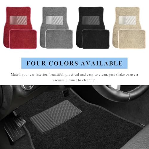 4PCS Car Floor Mats, Waterproof Non-Slip Car Floor Liners with Safety Heel Pad, All-Weather Wear-Resistant Mats Heavy Duty Universal Carpets for Truck SUV Van Sedan (Black) - color: Black