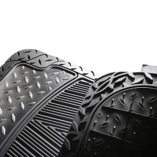 FH Group Automotive Floor Mats - Heavy-Duty Metallic Rubber Floor Mats for Cars, Universal Fit Full Set, Climaproof & Trimmable Floor Mats for Most Sedan, SUV, Truck, Red