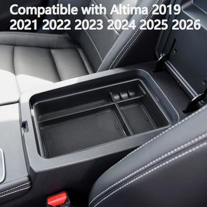 Altima Center Console Organizer Compatible with 2019-2023 2024 2025 2026 Nissan Altima Accessories S/SV/SR/SL/Platinum, ABS Plastic Armrest Box Insert Tray Armrest Storage Box, Black