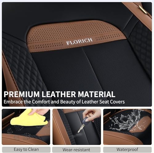 Car Seat Covers Front Set, Black Car Seat Cover, Breathable Premium Leather Seat Covers, Automotive Vehicle Seat Covers for Cars Trucks Vans SUVs Sedans (Coffee) - color: Coffee, size: Frontpair