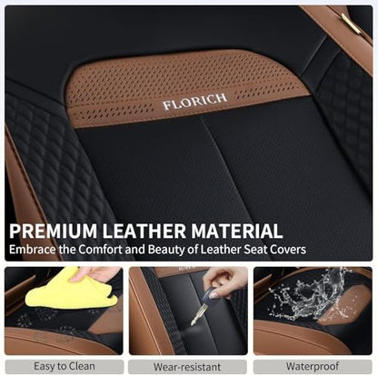 Car Seat Covers Front Set, Black Car Seat Cover, Breathable Premium Leather Seat Covers, Automotive Vehicle Seat Covers for Cars Trucks Vans SUVs Sedans (Coffee) - color: Coffee, size: Frontpair