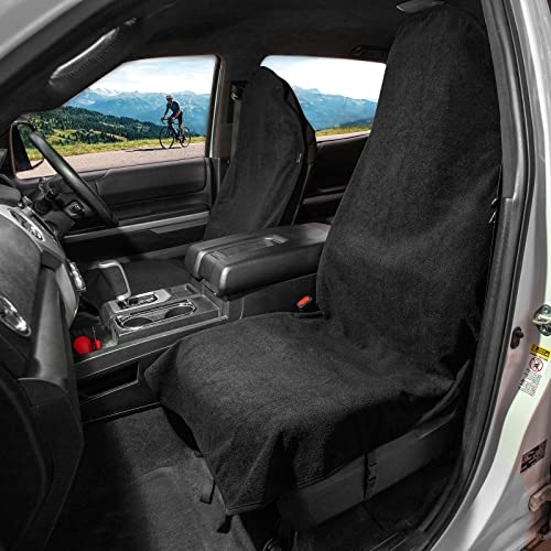 Leader Accessories 2pcs Waterproof Towel Front Seat Covers Black Non-Slip Bucket Seat Dog & Kid Auto Protector