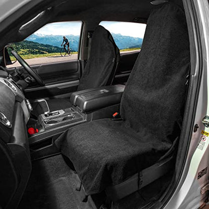 Leader Accessories 2pcs Waterproof Towel Front Seat Covers Black Non-Slip Bucket Seat Dog & Kid Auto Protector