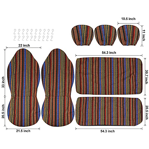 uxcell 7pcs Blanket Ethnic Style Bucket Seat Cover for Car Automotive