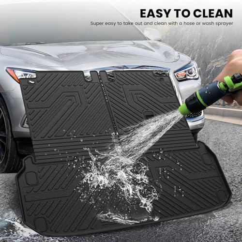 LASFIT Cargo Mat & Backrest Mats for Nissan Pathfinder 2013-2020 / Infiniti QX60 2014-2021 / JX35 2013, All Weather TPE Custom Fit Easy Clean Durable No-Curling Trunk Mat for Pathfinder & QX60 & JX35