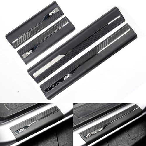 Door Sill Guards Protectors 4Pcs Set Compatible with 2024 2023 2022 2021 Ford Bronco 4 Door, Anti Scratch Door Sill Edge Entry Cover Exterior Accessories with 1966 Pattern