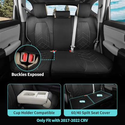 for Honda CRV Seat Covers Custom Fit 2017-2022 EXL EX LX Sport,Touring,Hybrid - Luxury Waterproof Leather Car Seat Covers Full Set - BlackGrey