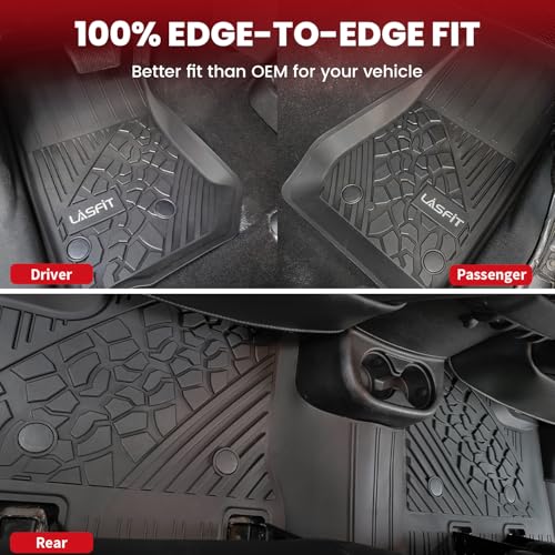 LASFIT Floor Mats for Jeep Wrangler JK 2014-2018 Unlimited 4-Door (NOT for JL or 2-Door) All Weather TPE Custom Fit Car Mats Floor Liners 1st & 2nd Row, Black - style: Wrangler JK 2014-2018 Floor Mats