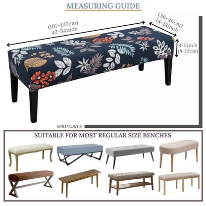 SPRINGRICO Stretch Dining Bench Cover, Removable Bench Slipcover Washable Bench Seat Protector Rectangle Bench Cover for Dining Room, Living Room, Bedroom, Kitchen (Garden Wind) - color: Garden Wind