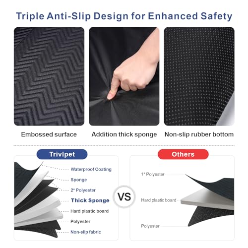 Dog Car Seat Cover for Back Seat - Back Seat Extender for Dogs with Hard Bottom, Supports 400 lbs, Thick Sponge, Waterproof, Hammock Backseat Protector for Pet, Car, Truck, SUV, Black