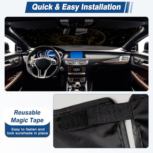 Windshield Sun Shade - Car Sun Shade Windshield, Reflector Sunshade Offers Ultimate Protection for Car Interior (57x31.5 inches) - color: Golden