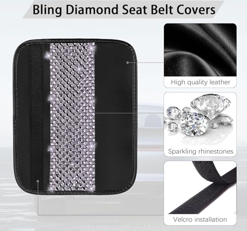 NBTEPEM 2 Pack Bling Car Seat Belt Covers, Diamond Seatbelt Shoulder Protection, Rhinestones Seat Belt Strap Cover Shoulder Pad, Universal Car Interior Accessories Fit for Car/Truck/SUV(Light Purple) - color: Purple