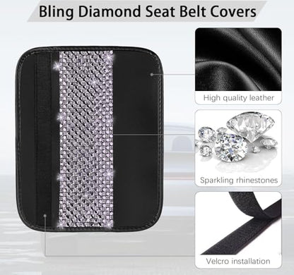 NBTEPEM 2 Pack Bling Car Seat Belt Covers, Diamond Seatbelt Shoulder Protection, Rhinestones Seat Belt Strap Cover Shoulder Pad, Universal Car Interior Accessories Fit for Car/Truck/SUV(Light Purple) - color: Purple