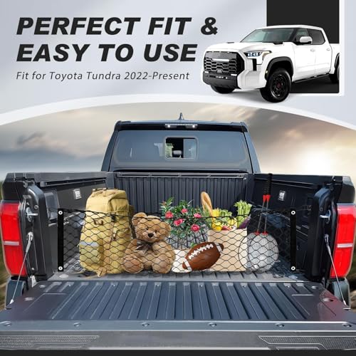 Truck Bed Cargo Net for Toyota Tundra 2022-2025 2026 Accessories, Karltys Envelope Style Pickup Truck Cargo Net for Tundra, Heavy Duty Nylon Mesh Storage Trunk Netting Organizer - size: for Toyota Tundra