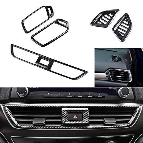 Car Center Consoles Air Vent Wind Outlet Trims for Honda 10th Accord 2018 2019 2020 2021 2022 Interior Decoration Frame Cover Inner Accessories (Black) - color: BLACK