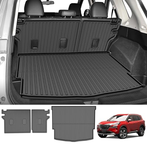 Cargo Mat Combo Set for Nissan Rogue 2021-2026 (Not for Rogue Sport) All Weather Trunk Liner and Seat Back Protectors Upgrade Cargo Accessories - style: 13) for Nissan Rogue 2021-2025 Cargo Liner & Seat Back Mat