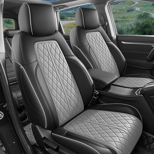 Seat Covers Custom Fit 2017-2022 Honda CR-V, Premium Faux Leather Car Seat Protector, Pet Friendly Interior Cover for CRV(BlackGrey, Full Set) - color: BlackGrey, size: CRV 2017-2022-Full Set