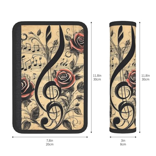Seat Belt Cover Pads Vintage Music Note Stave Rose Car Seat Belt Covers for Women Men Adults Kids Soft Comfortable Auto Seatbelt Cushion Shoulder Strap Pad Handle Wraps, 1 Pair - color: Vintage Music Note Stave Rose