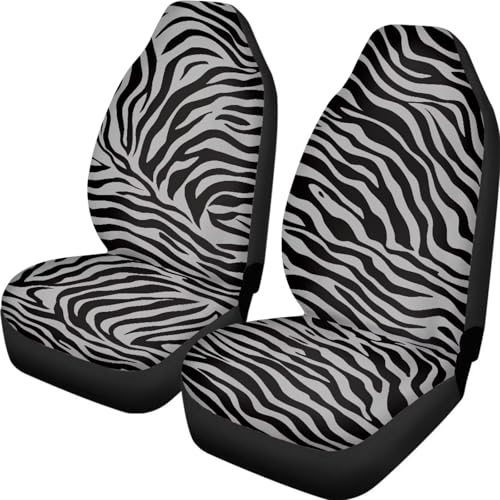 Gray Zebra Print 2 Piece Car Front Seat Cover Vehicle Interior Cover Protector Decor Accessory Seat for SUV Truck Van Sedan - color: Gray Zebra