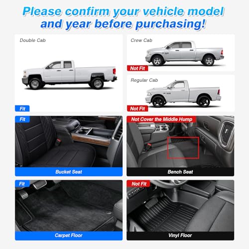 Cartist Floor Mats for 2014-2018 Chevy Silverado/GMC Sierra 1500, 2015-2019 Silverado 2500HD 3500 HD Double Cab, All Weather Floor Liners for Silverado Accessories, Heavy Duty TPE Car Mats - size: 1)Chevy Silverado 14-18 Floor Mats