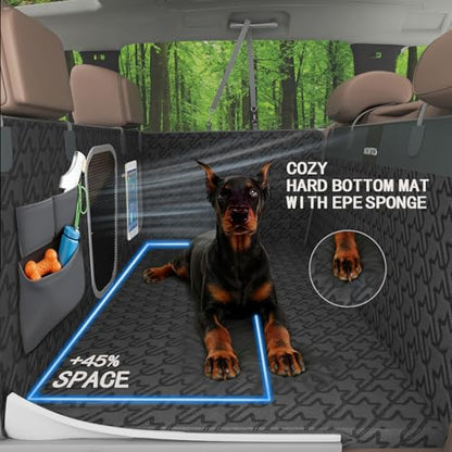 Upgraded Durable Hard Bottom Dog Car Seat Cover with EPE Sponge Cushion,Foldable Dog Rear Seat Protector,Waterproof Dog Hammock for Car, Seamless Dogs Back Seat Extender for Car SUV Truck(L)