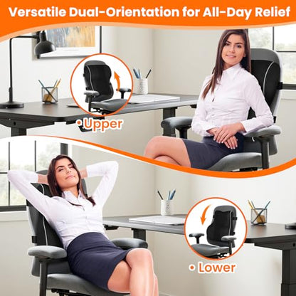 CloudBliss Ergonomic Lumbar Support Pillow – Memory Foam for Lower Back Pain Relief, Adjustable Straps & Mesh Cover for Office, Gaming, Car Seat & Home Essentials (Black)